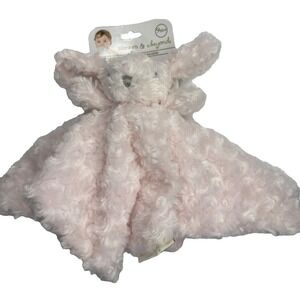 Blankets & Beyond Baby Security Pink Bunny Rabbit Swirl Furry Grey Eyes Tags